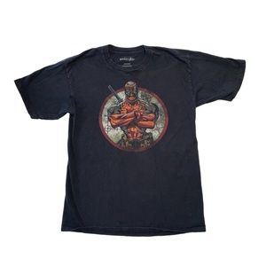 MARVEL Men's Black Deadpool Short Sleeve Shirt Size Large